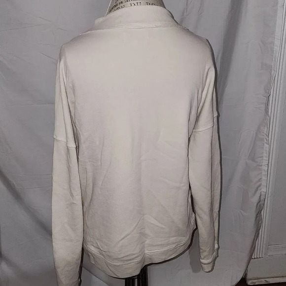 Mate The Label Womens Creme Mock Cowl Neck Sweatshirt Sweater Large - Picture 2 of 4